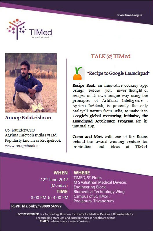 Talk @ Timed- Mr. Anoop Balakrishnan-Founder, Recipe Book



