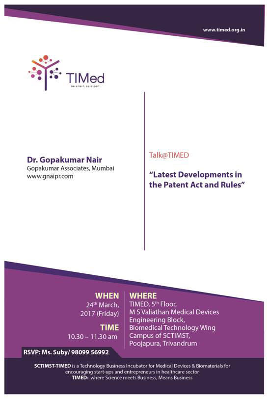Talk @ TIMed- Dr. Gopakumar Nair – Chairman, Gopakumar Nair Associates, Mumbai
