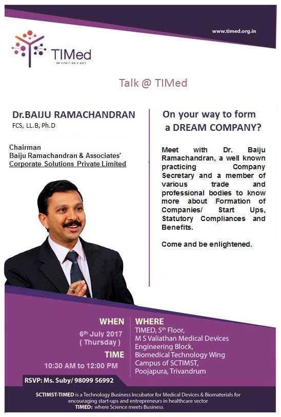 Thursdays @ TIMed- dr. Baiju Ramachandaran- Chairman, Baiju Ramachandran & Associates Corporate Solutions Pvt. Ltd


